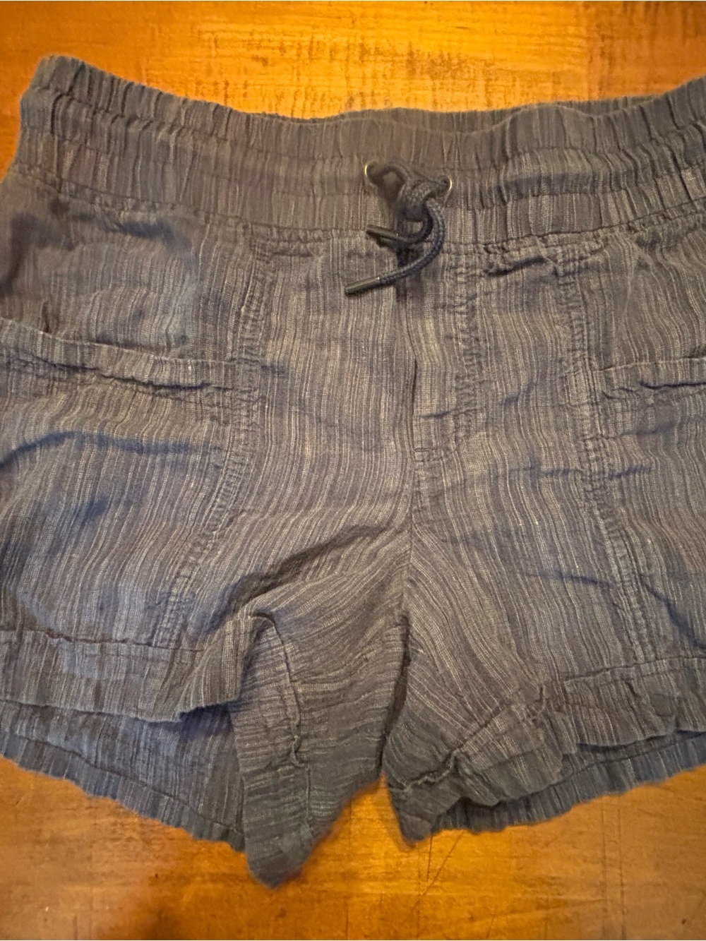 Athleta Navy linen Textured Drawstring 4” Shorts